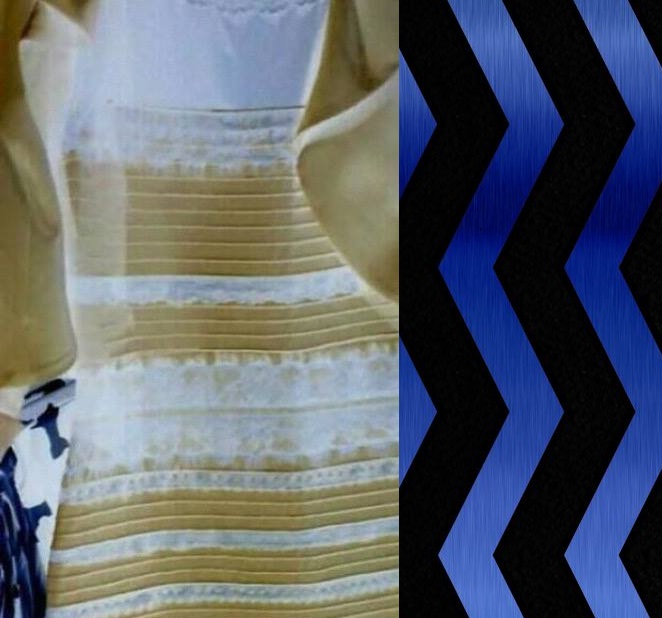 white gold blue black dress
